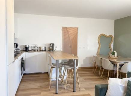 la cuisine bien intégrée dans la pièce principale