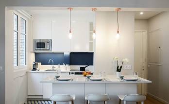 Cuisine blanche avec ilot central à Palaiseau (91)