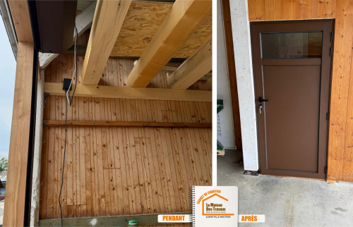 garage fermé Savoie, grenier fonctionnel bois, bardage esthétique durable, courtier en travaux Albertville, rénovation commune Allondaz