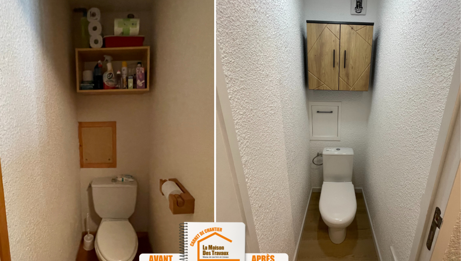 Rénovation appartement Méribel, Salle de bains moderne montagne, Travaux rénovation WC Méribel, Rénovation murs et sols appartement