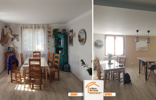 La Maison des Travaux Albertville, cuisine ouverte Aigueblanche, ouverture mur porteur cuisine, rénovation maison familiale, travaux cuisine moderne