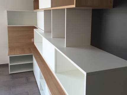 Réalisation d'une bibliothèque sur mesure dans une maison à l'ouest de Lyon