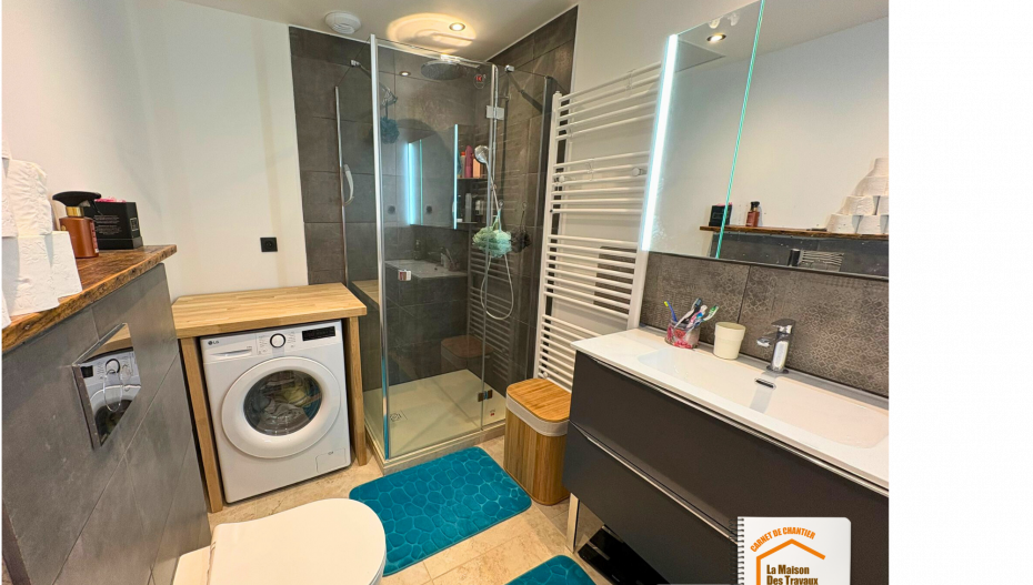 rénovation salle de bain Combloux, salle de bain corps de ferme, douche à l’italienne montagne, artisan salle de bain Haute-Savoie, la maison des travaux sallanches, la maison des travaux