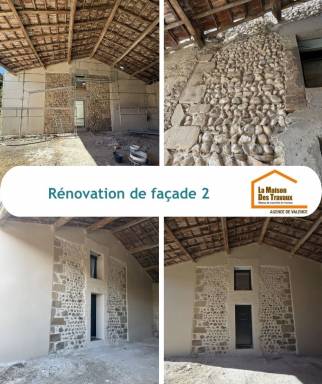 Rénovation de maison avec ravalement de façade en pierre latérale - Alixan 26300