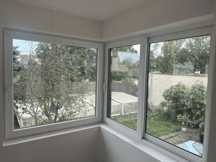 Extension de cuisine vue de l'intérieur
