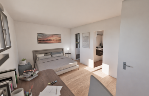 Création d'une extension sur pilotis à Thouaré-sur-Loire (44470) - 3D chambre