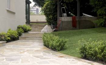 Terrassement et ragréage allée pose dallage pierre naturelle marche grès cérame - Cergy-Pontoise 95000 -