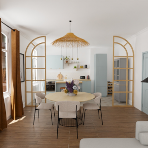 Conception 3D d'une pièce de vie de 40 m² - Amélie Clémencet - La Maison Des Architectes