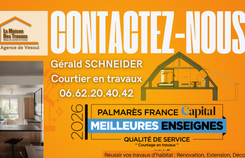 Contactez Gérald Schneider, courtier en travaux à Vesoul, pour sécuriser et réussir votre rénovation.