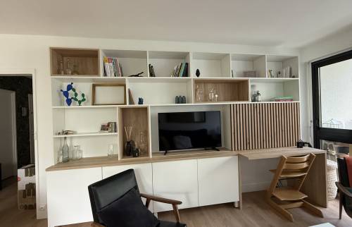 Rénovation de cuisine, revêtement de sol et meuble télé à Antony