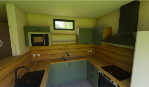 Plan 3D de la nouvelle cuisine dans une résidence secondaire rénovée - Île d'Oléron 17