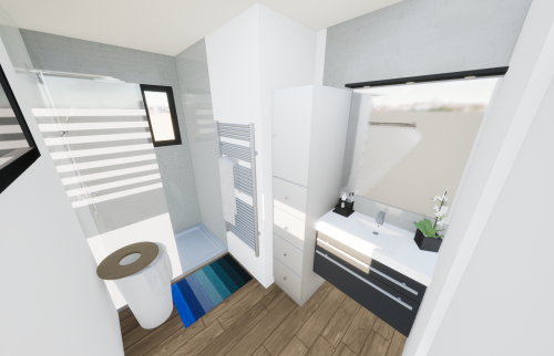 Vue 3D chambre + salle de bain - Extension en zinc à Saint-Sébastien-sur-Loire