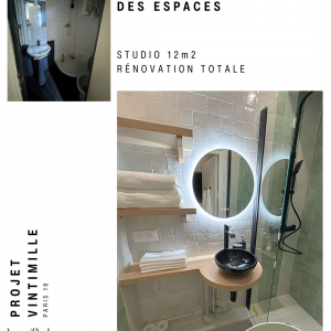 salle de bains fonctionnelle dans un petit appartement parisien – projet Vintimille par Virginie Lebeau