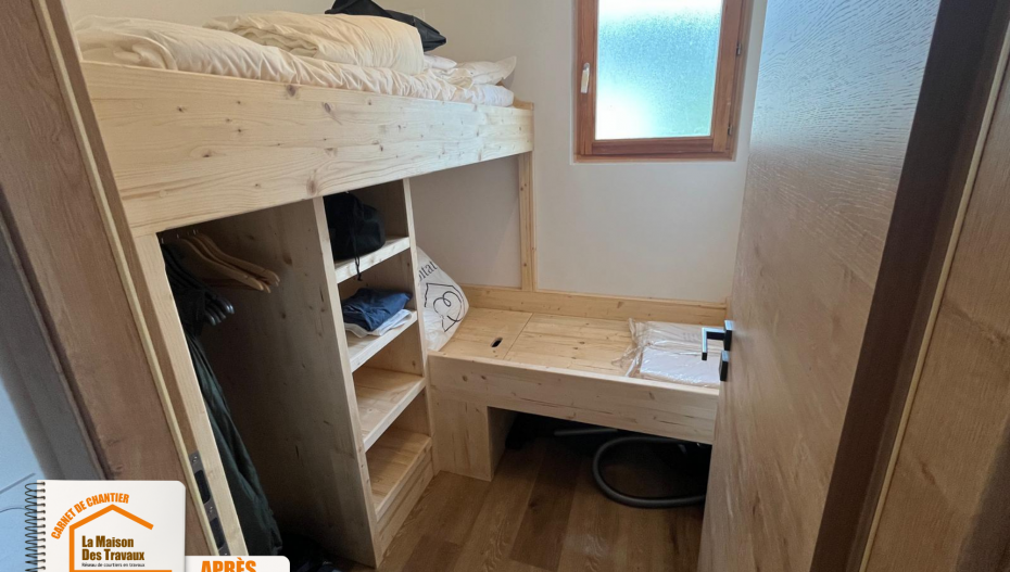 Création espace optimisé, rénovation cuisine contemporaine, travaux appartement 73590