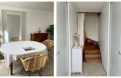 Rénovation d'une maison à Bouguenais - installation d'une porte escamotable pour séparer les espaces