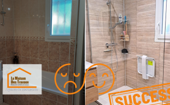 Avant / Après - Transformation salle de bain à Seyches : Rénovation réussie d’une salle de bain avec douche à l’italienne et design moderne. Confort et élégance garantis !