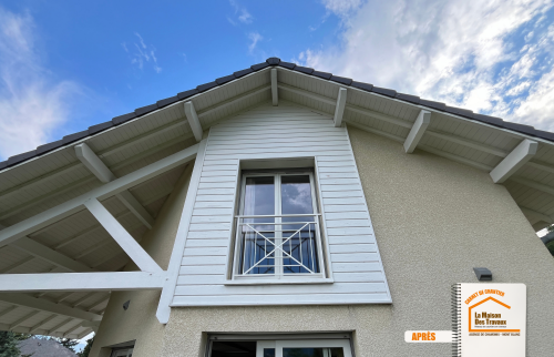bardage PVC maison montagne, rénovation façade Sallanches 74700, habillage façade extérieur, travaux rénovation maison, la maison des travaux sallanches