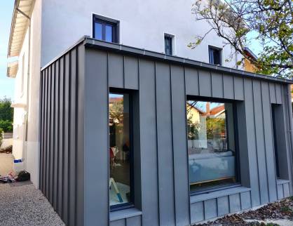 Extension Maison à Lyon - Bron - Habillage zinc - Slate