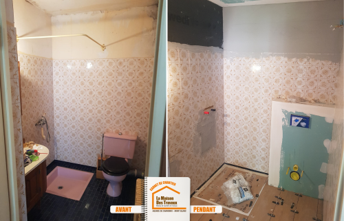 rénovation salle de bain Le Grand-Bornand, installation douche à l’italienne, artisan rénovation Haute-Savoie, extracteur d’air salle de bain, modernisation maison montagne, La Maison des Travaux