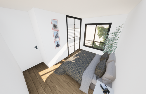 Vue 3D chambre - Extension en zinc à Saint-Sébastien-sur-Loire
