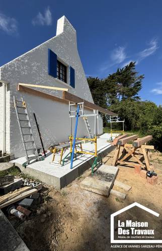 Installation preau bois dalle beton Penestin