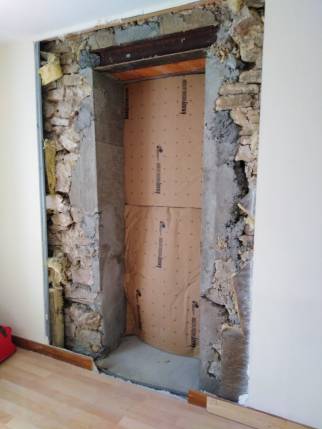 Travaux de rénovation intérieure avec ouverture de mur porteur en pierre - Poncin 01