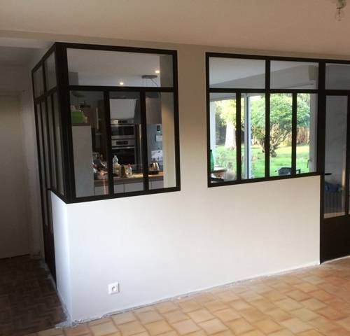 Verrière d'intérieur en maison vue depuis couloir circulation intérieur - Aubagne (13400)