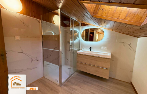 rénovation chalet Praz-sur-Arly, rénovation maison montagne, modernisation chalet ancien, artisan rénovation Haute-Savoie, la maison des travaux chamonix