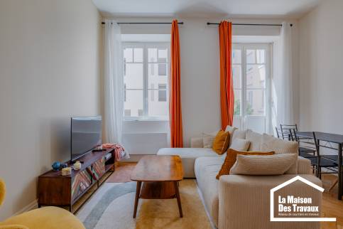 Charme de l'ancien mis en valeur pour cette rénovation complète d'un appartement dans le quartier Lyon Croix Rousse et amélioration de la performance enérgétique (DPE) - Lyon (69004)