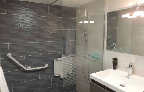 Salle de bains avec douche PMR à Chaniers