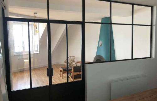 Verrière d'atelier Intra-muros à Saint-Malo avec porte 2 ouvrants