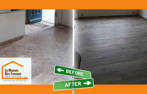 Optez pour un carrelage imitation bois pratique et esthétique dans votre salle d’eau avec un courtier en travaux à Quimper. 