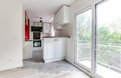 Rénovation d'une cuisine à Sceaux, depuis le séjour