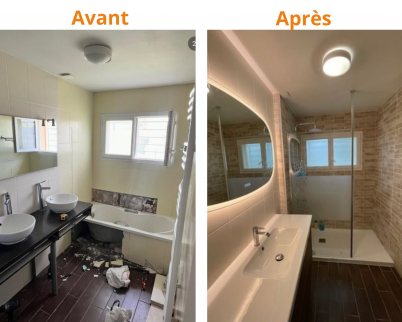 Avant et après rénovation de salle de bain – Lormont