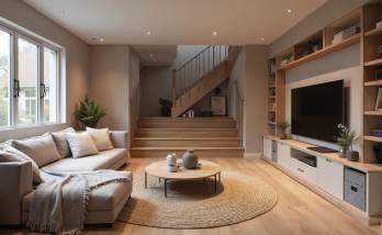 Rénovation et aménagement d'un souplex en salon télé 