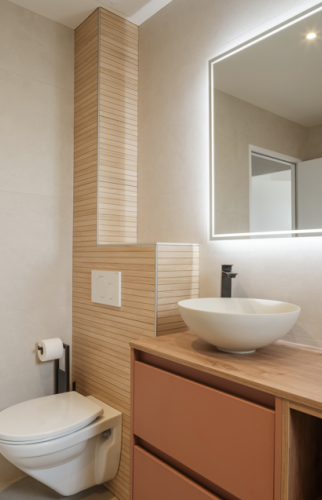 Surélévation de 35 m² en ossature bois au coeur de Vertou - salle d'eau avec douche