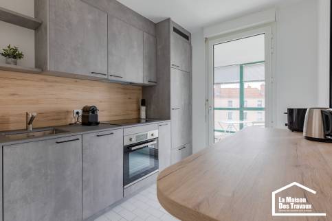 Rénovation complète de cet appartement pour une location meublée, quartier d'affaires Lyon Part Dieu