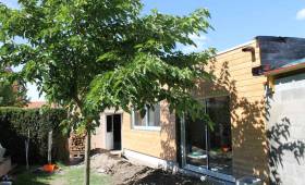 Réalisation d'une extension en ossature bois à toit plat à Vertou (44)