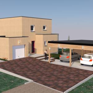 Carport, Piscine et véranda - Jean-Luc FAHR - La Maison Des Architectes