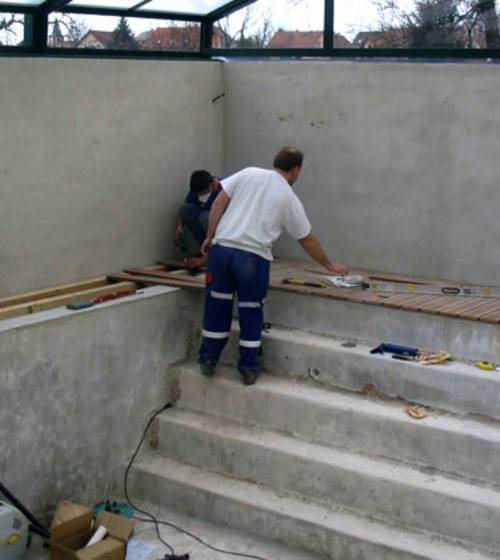 Installation de la piscine