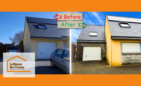 Agen - Extension de maison réussie 🏡 Avant/Après d’un garage agrandi pour plus de confort et d’espace. Un projet réalisé par La Maison Des Travaux.