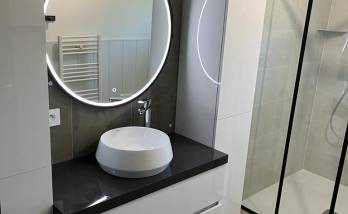 Détail meuble vasque - Salle de bain - Travaux terminés - maçon 73, peintre 73, électricien 73, plombier 73, plaquiste 73, carreleur 73, menuisier 73
