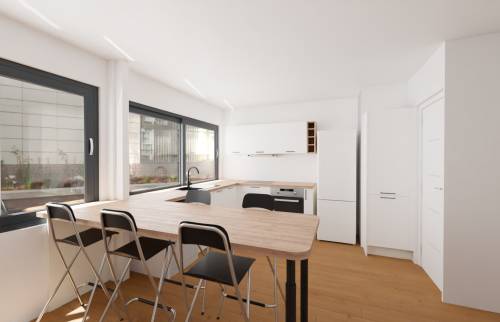 Rénovation de cuisine, revêtement de sol et meuble télé à Antony