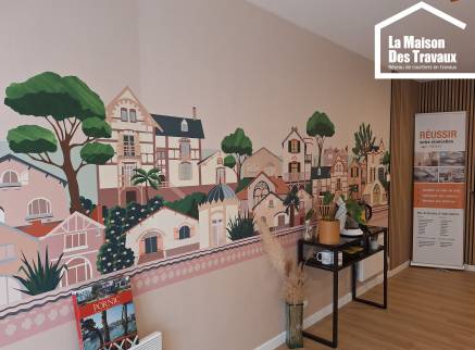 Création de fresque murale décorative dans l'agence La Maison Des Travaux Pornic 44210