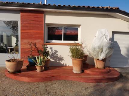 Création d'une terrasse bois en padouk avec bardage bois - Montauban 82000