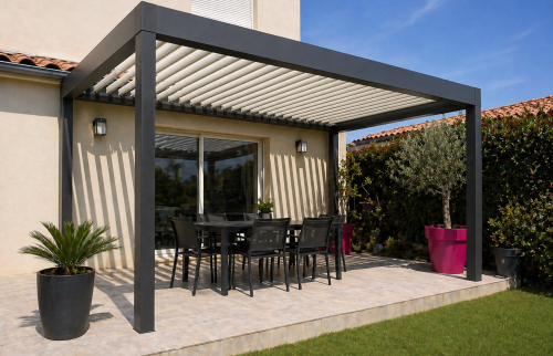 Terrasse après pose de pergola bioclimatique 
