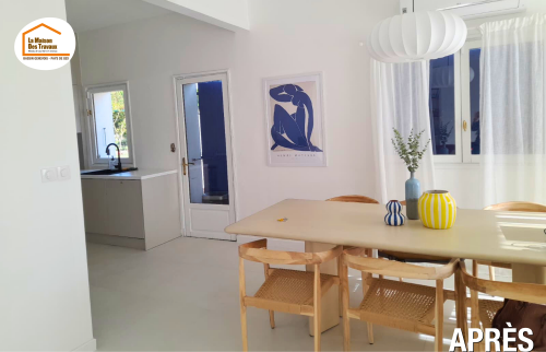  rénovation maison Vulbens, rénovation maison Haute-Savoie, rénovation salon séjour cuisine, travaux maison Bassin Genevois, rénovation intérieure maison, courtier en travaux Vulbens, La Maison des Travaux Bassin