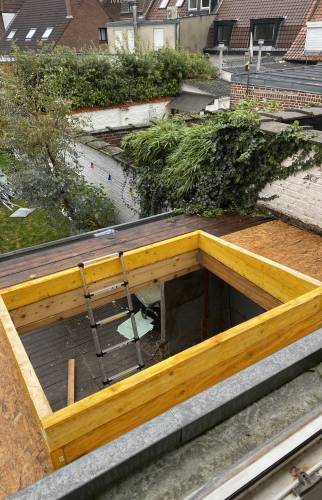 Création d'une charpente pour l'implantation d'une verrière 