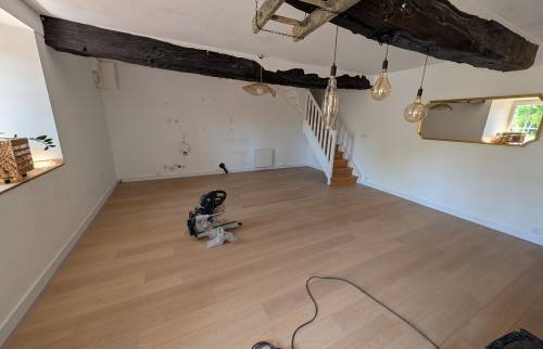 Nouveau revêtement de sol : rendu chaleureux et moderne dans le séjour