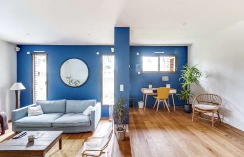 Construction d'une maison en bois à Vertou - Salon séjour